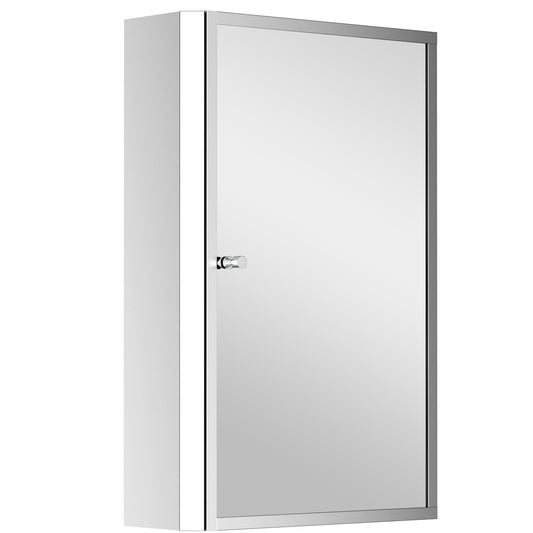 Stainless Steel Wall mounted Bathroom Mirror Cabinet 2 Shelves Storage Unit Furniture w/Single Door 60H x 40L x 13D cm