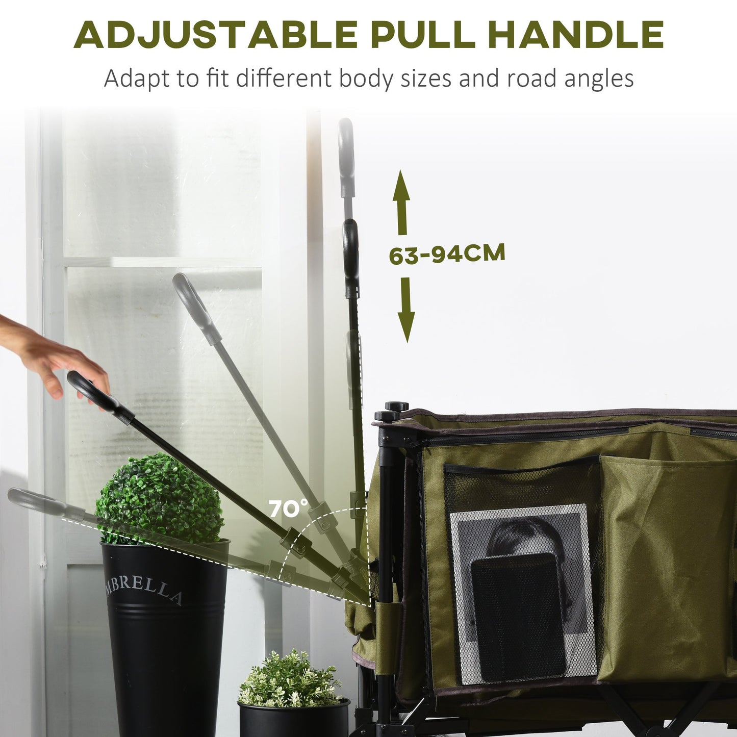 Outsunny Folding Garden Trolley on Wheels