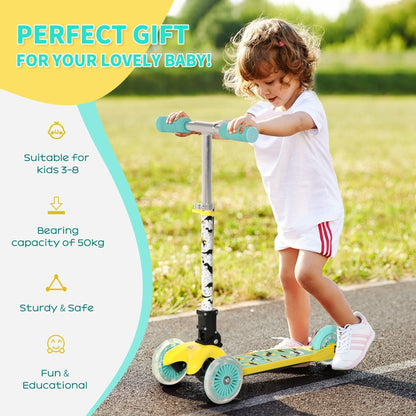 Foldable Scooter for Kids with 3 Wheel Adjustable Height Flashing Wheels