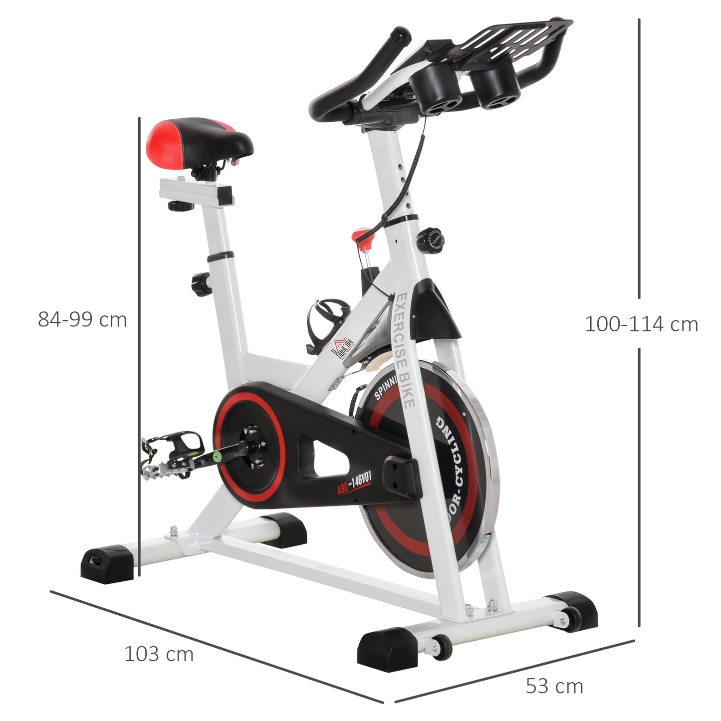 Homcom Exercise Cycling Bike Indoor Stationary Cardio Workout Fitness Racing Machine W/ Adjustable Resistance