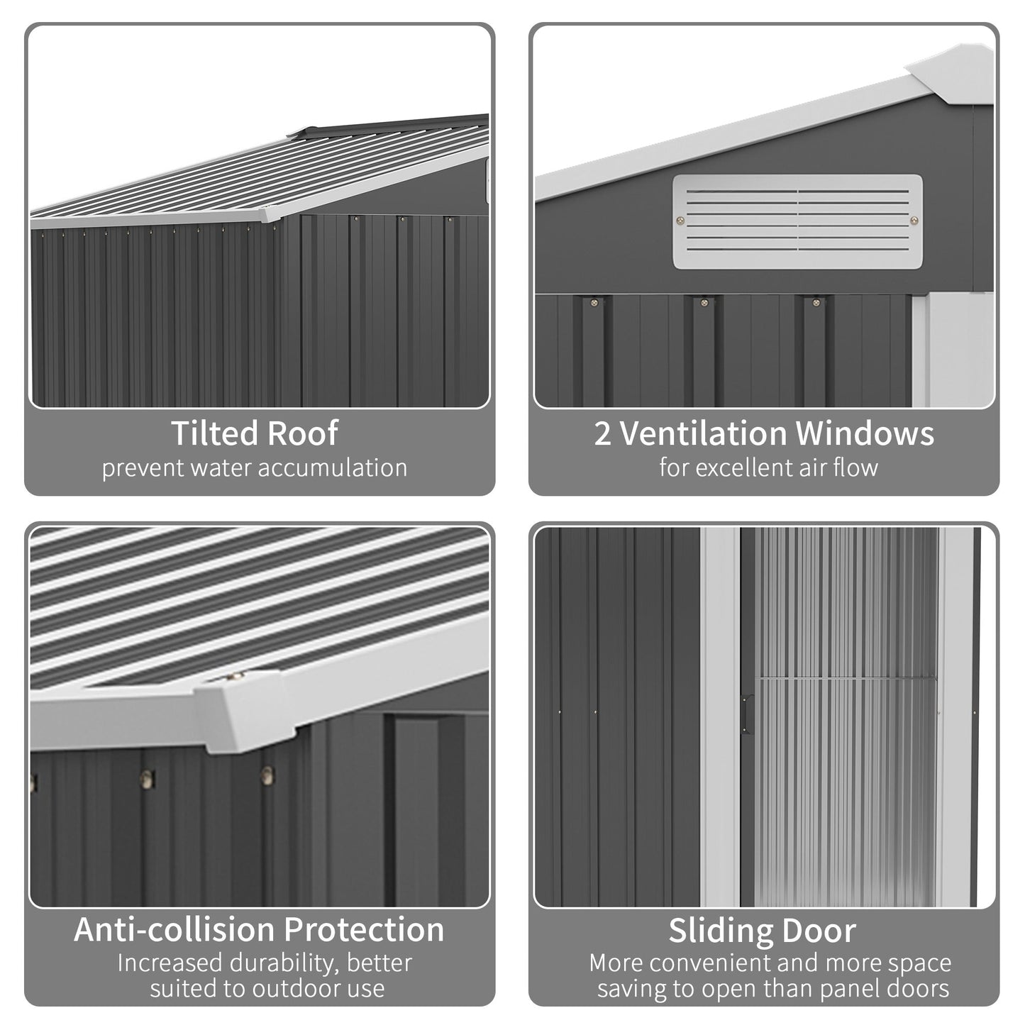 Galvanised 5 x 4' Single Door Reverse Apex Shed Steel Grey by Steadfast