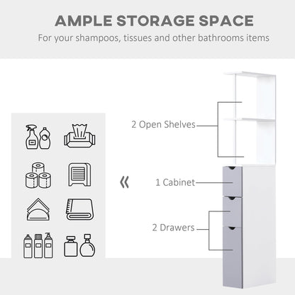 Homcom Bathroom Cabinet Tall Shelf Toilet Tissue Cupboard Withdrawers