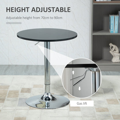 Round Height Adjustable Bar Table Counter Pub Desk with Metal Base for Home Bar