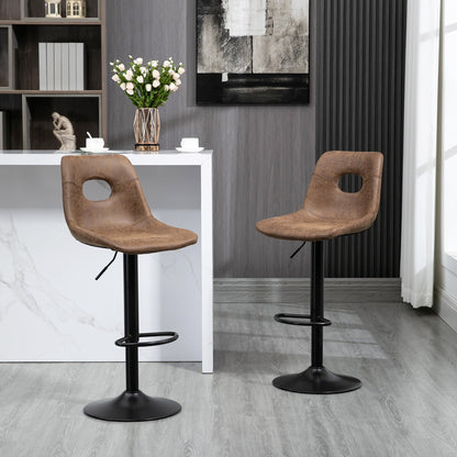 Set of Two Retro Bar Stools - Brown