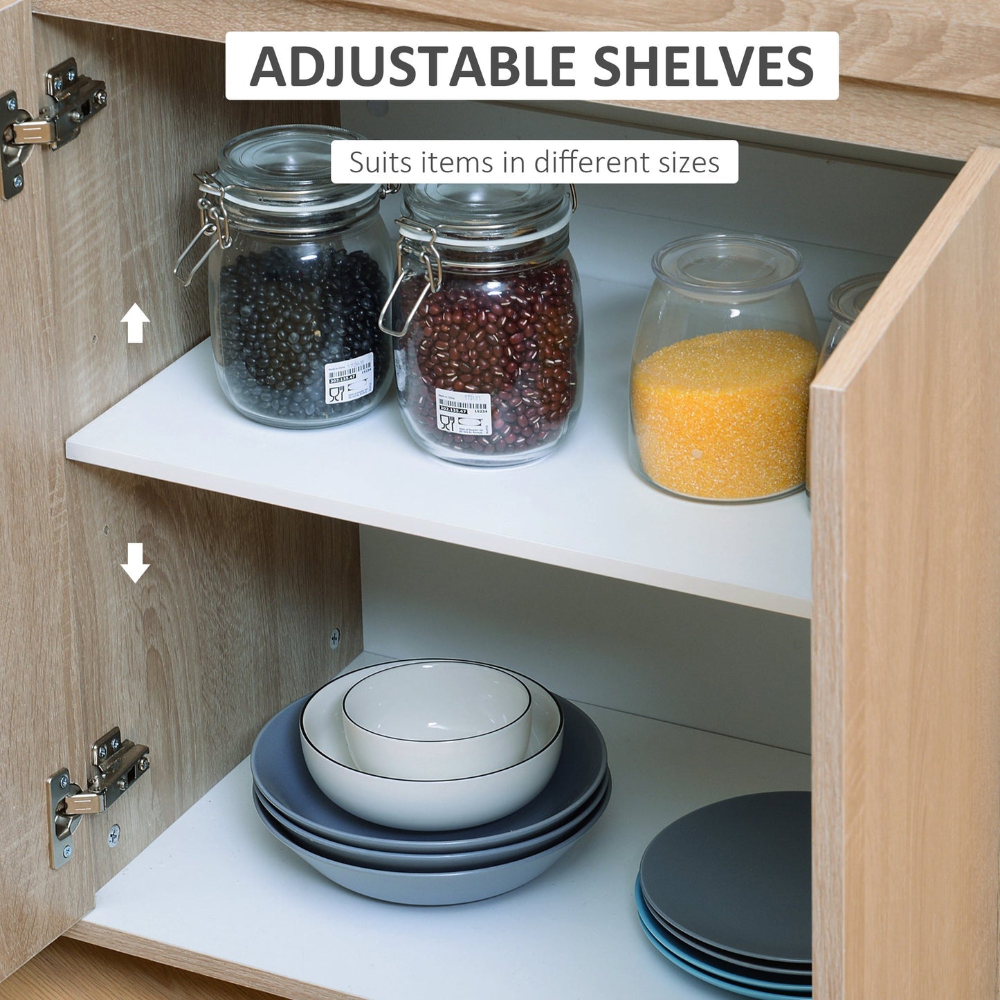 Kitchen Storage Trolley Cart Cupboard Rolling Island Shelves Cabinet With Door and Drawer Locking Wheels