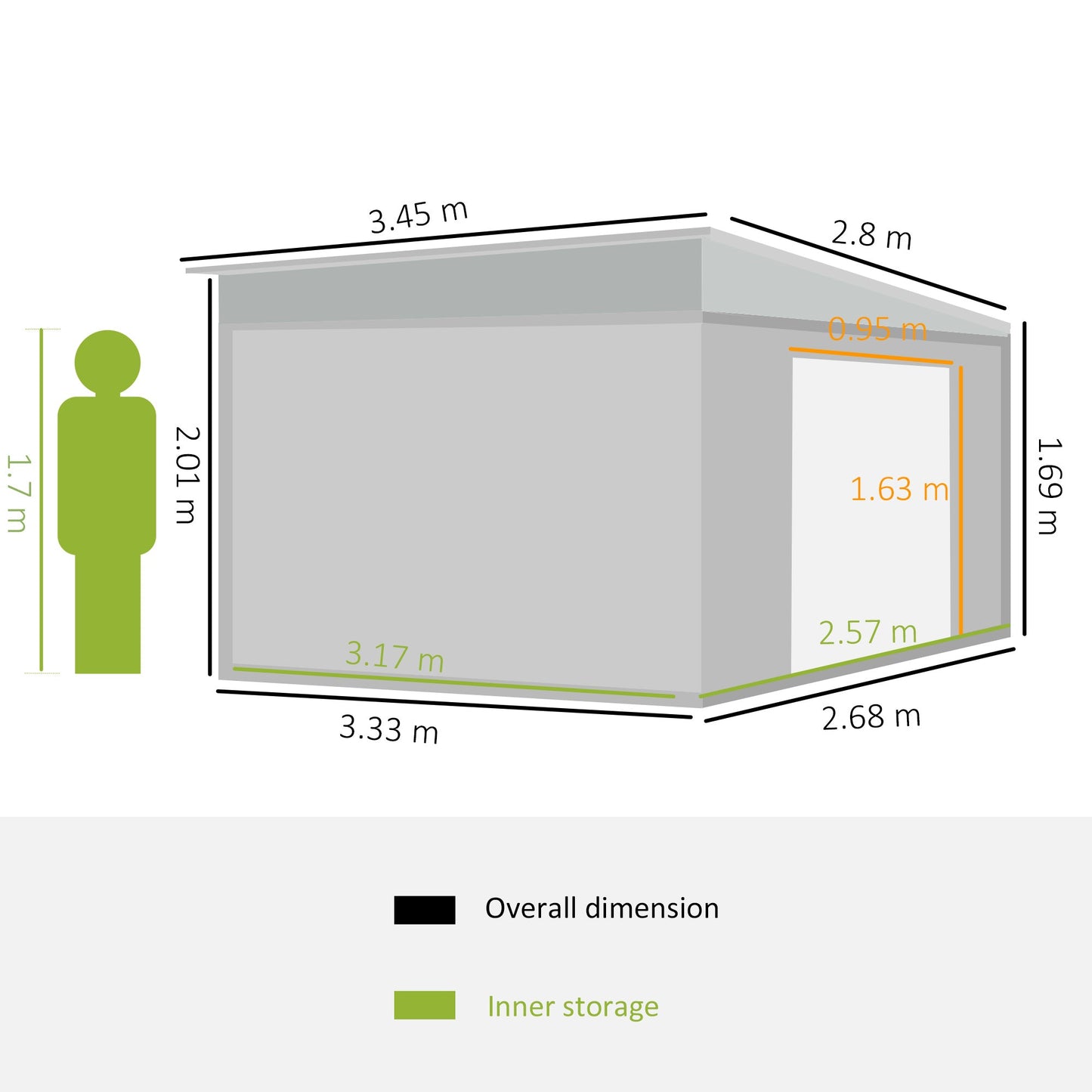 Galvanised 11.3 x 9.2' Sliding Double Door Offset Pent Garden Shed With Ventilation Steel Grey by Steadfast