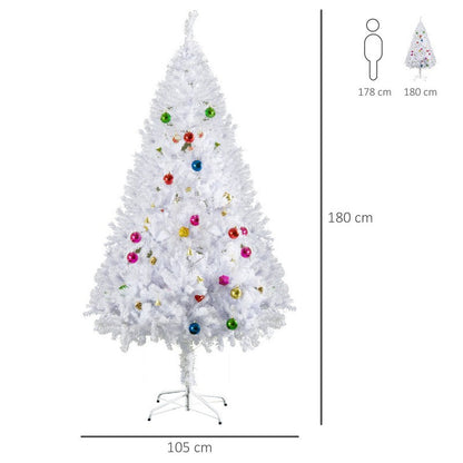 Homcom 6 Foot Artificial Christmas Tree with Metal Stand Decorations Home Seasonal Elegant Faux White