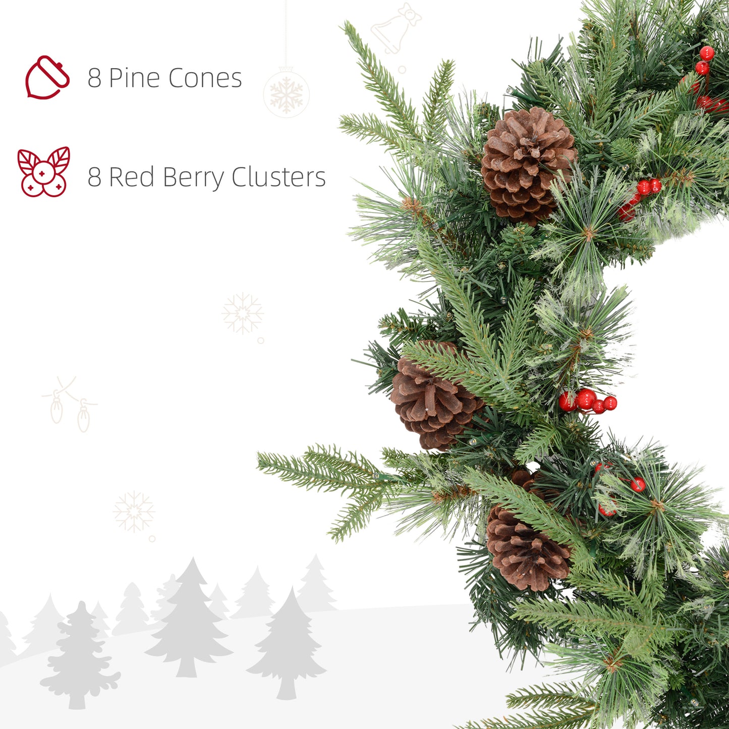 Pinecones & Berries Wreath Christmas Decoration - 60cm