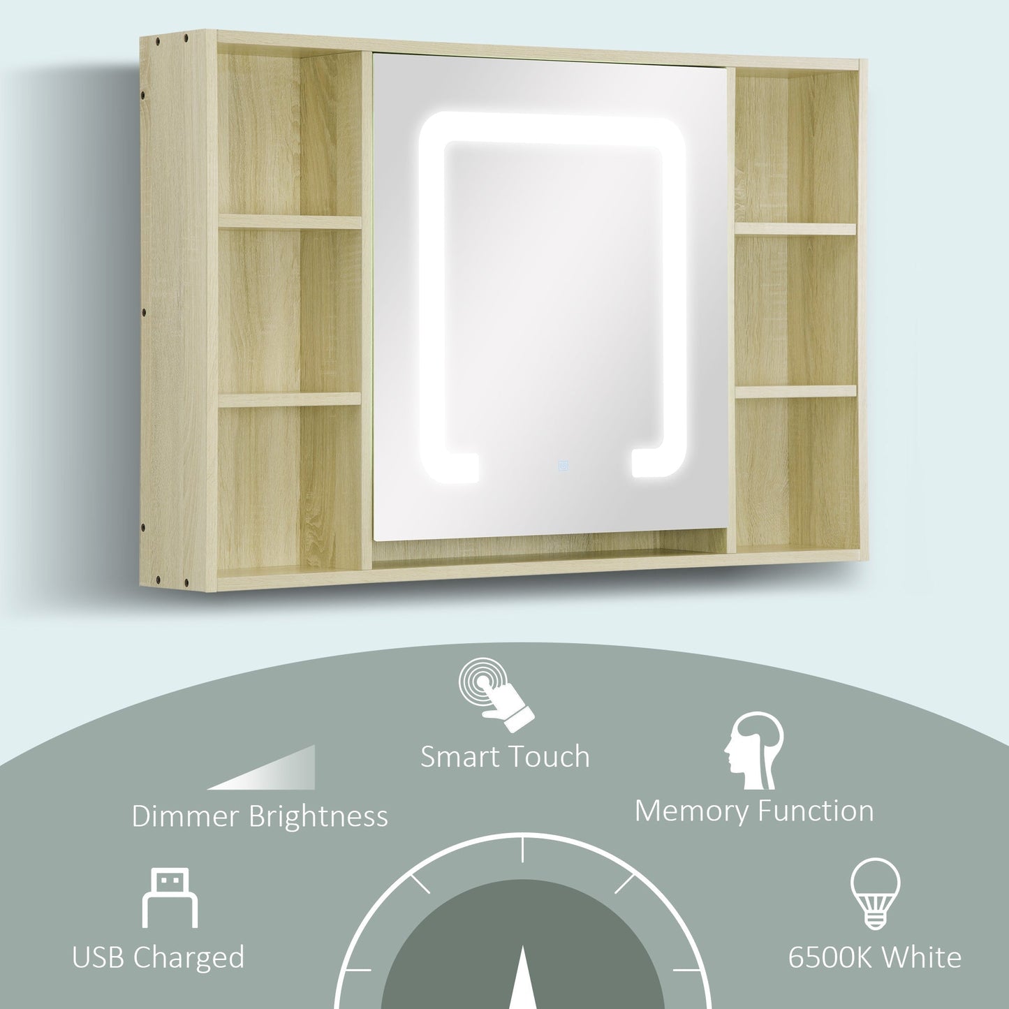 kleankin LED Bathroom Mirror Cabinet