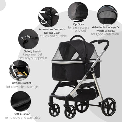 PawHut 3 in 1 One-Click Foldable Pet Stroller