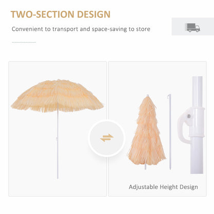 Patio Garden Hawaii Beach Sun Umbrella Sunshade Hawaiian Folding Tilting Crank Parasol Wheat