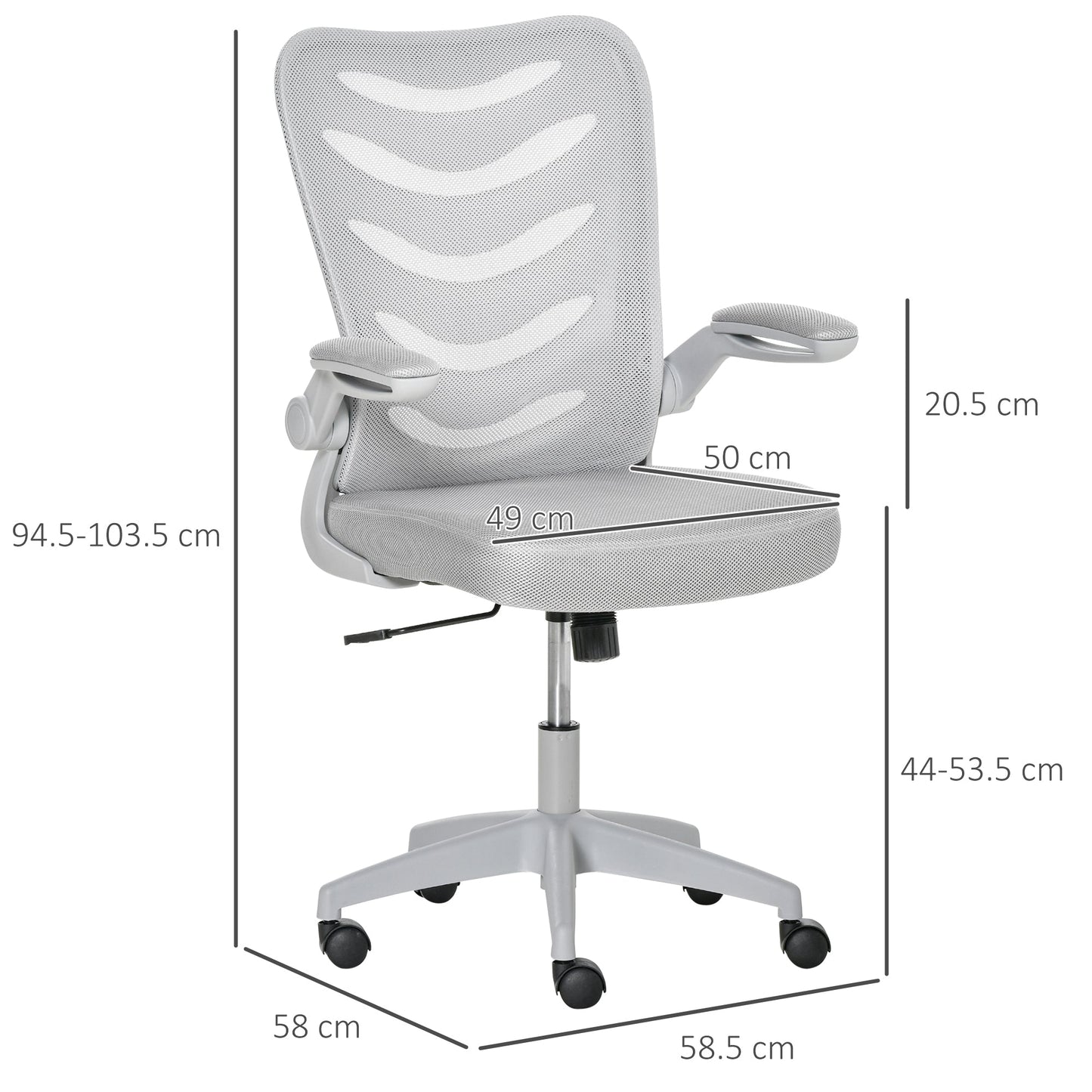 Vinsetto Mesh Office Chair Swivel Task Computer Chair For Home With Lumbar Support Grey