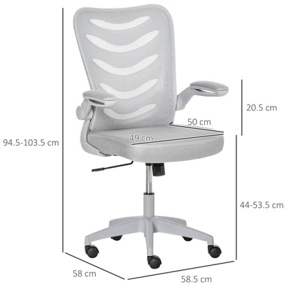 Vinsetto Mesh Office Chair Swivel Task Computer Chair For Home With Lumbar Support Grey