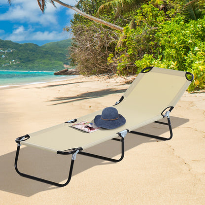 Foldable Sun Lounger with 5-Position Adjustable Backrest