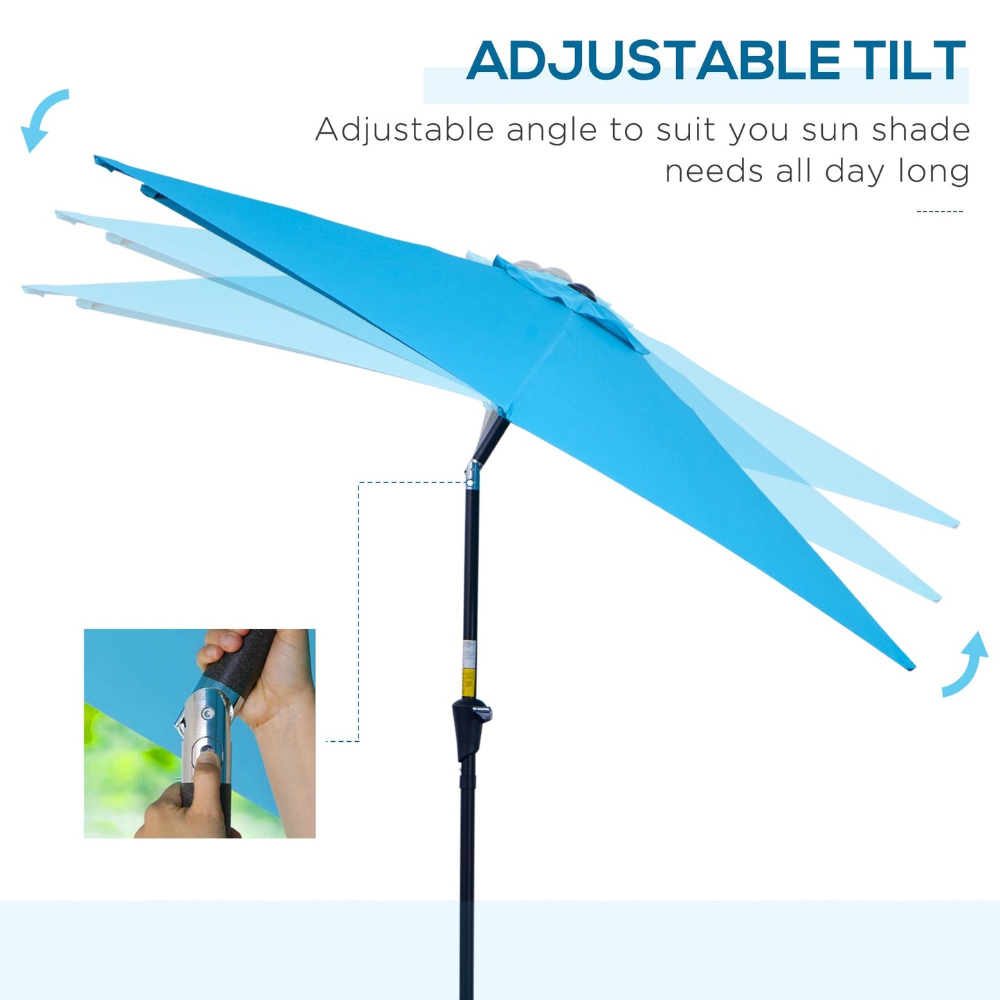 2.7M Garden Parasol Umbrella with Tilt and Crank