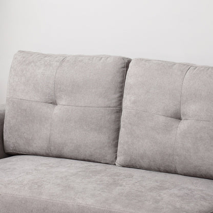 Linen-Look 'L' Storage Sofa Bed - Light Grey