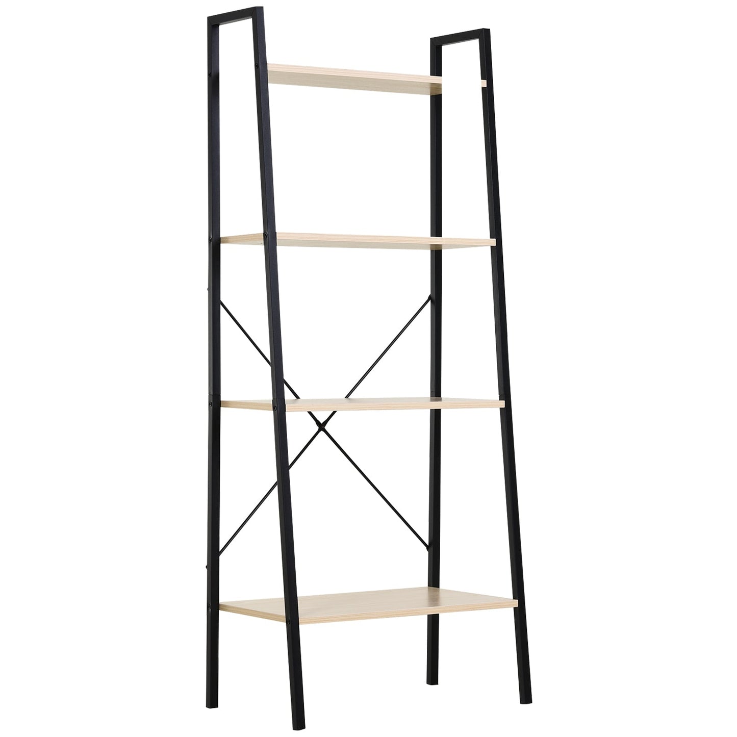 Four-Tier Metal Frame Minimal Shelving Unit - Black