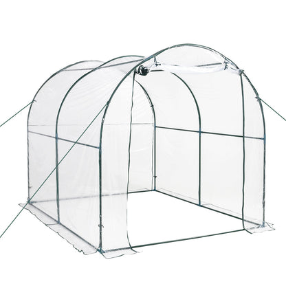 Walk-in Polytunnel Greenhouse with Roll-up Door Transparent Tunnel Greenhouse with Steel Frame and PVC Cover