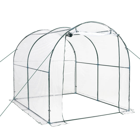 Walk-in Polytunnel Greenhouse with Roll-up Door Transparent Tunnel Greenhouse with Steel Frame and PVC Cover