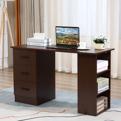 120cm Computer Desk with Storage Shelves Drawers