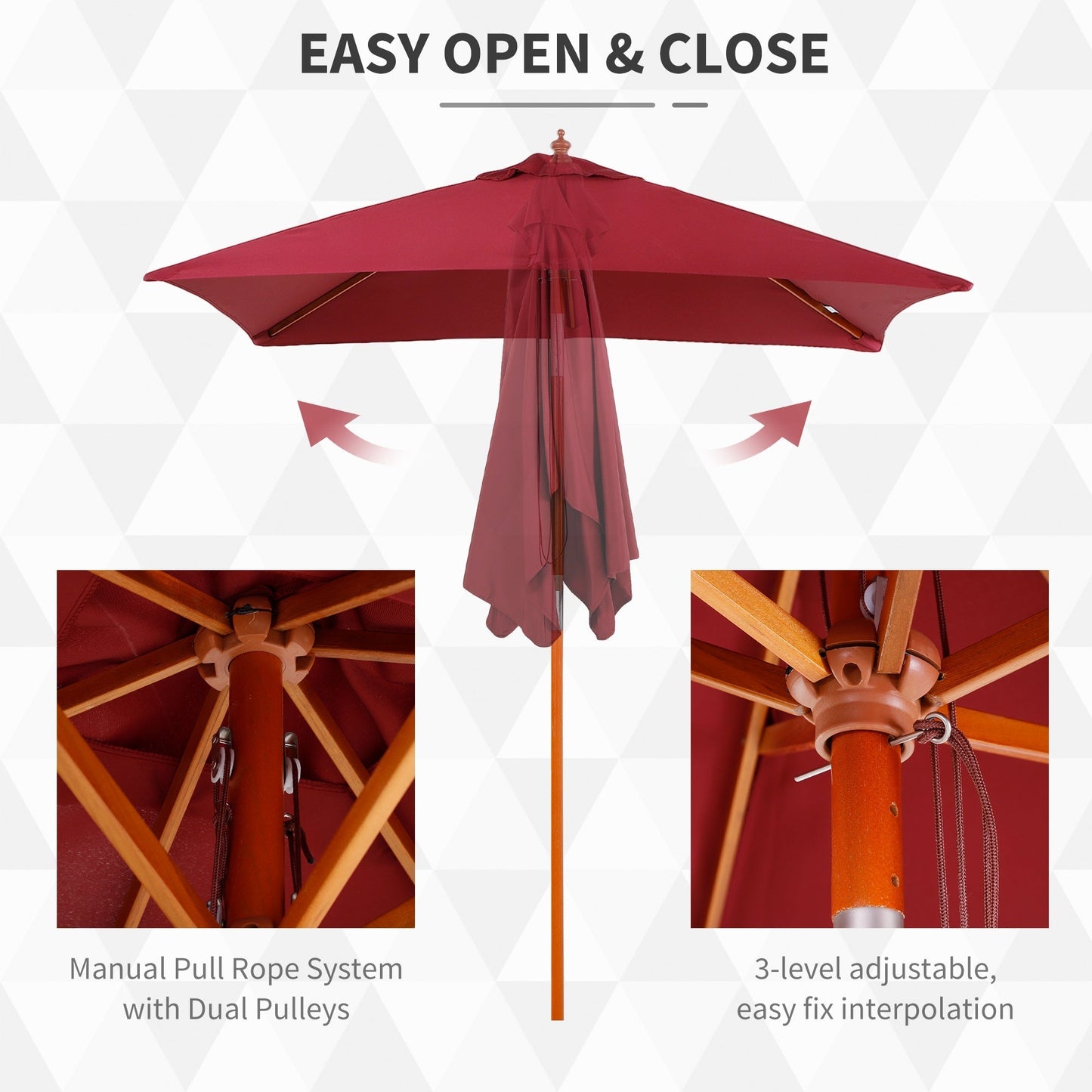 Outsunny 2M X 1.5M Garden Parasol Umbrella With Tilting Sunshade Canopy