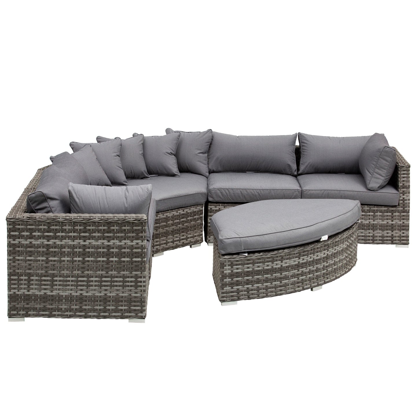 6-Piece Outdoor Rattan Wicker Sofa Set Bonzer Half Round Patio Conversation Furniture Set w/ Angled Corner Design