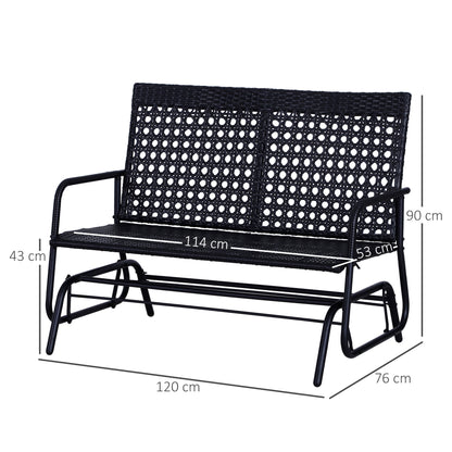 2 Seater PE Rattan Glider Bench