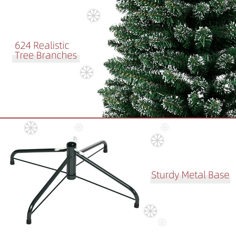 7.5 Foot Artificial Snow Dipped Christmas Tree Xmas Pencil Tree Holiday Home Indoor Decoration with Foldable Black Stand