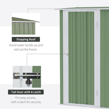 Galvanised 5 x 3' Single Door Pent Garden Store Lockable Steel Light Green by Steadfast