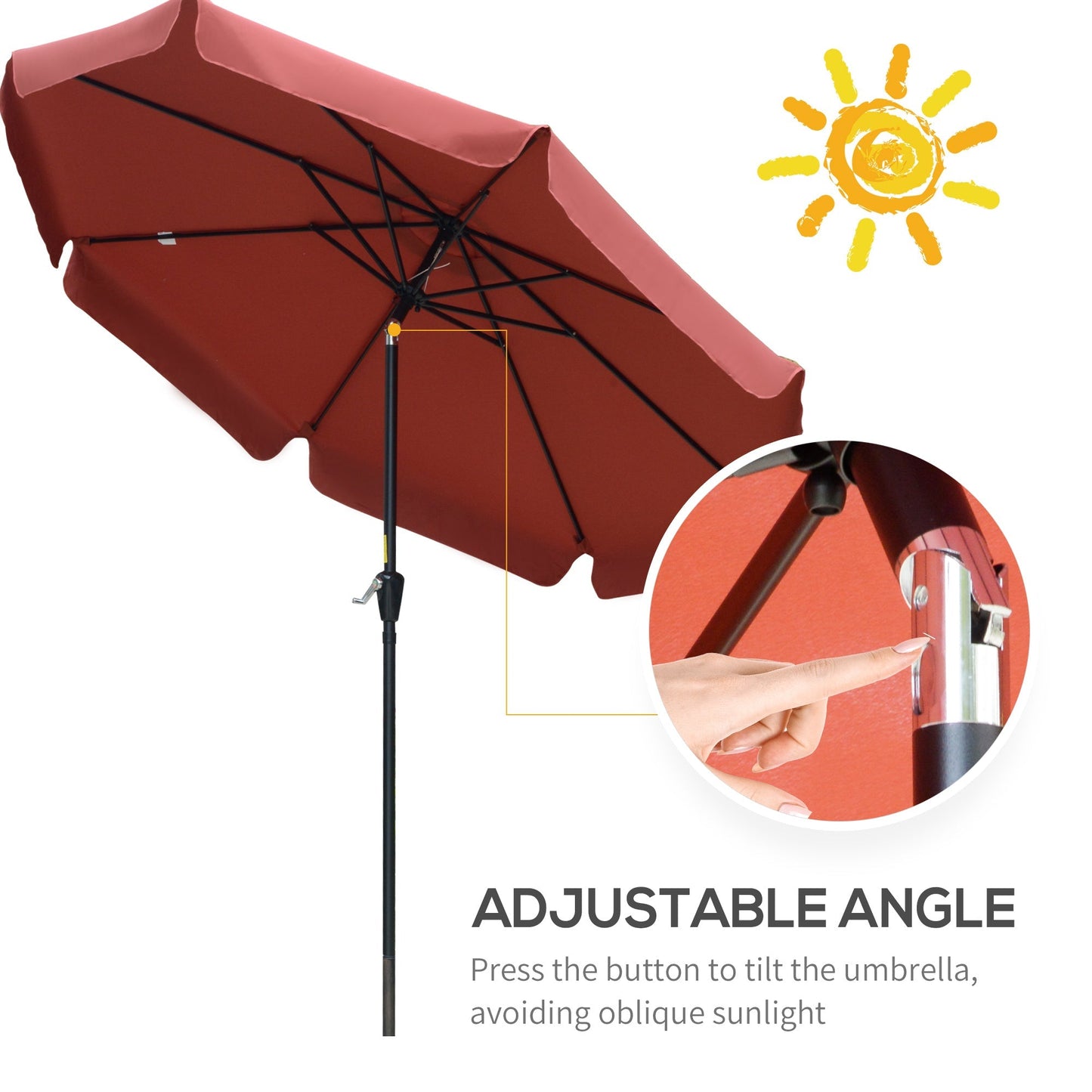 2.66m Patio Umbrella Garden Parasol Outdoor Sun Shade Table Umbrella with Ruffles