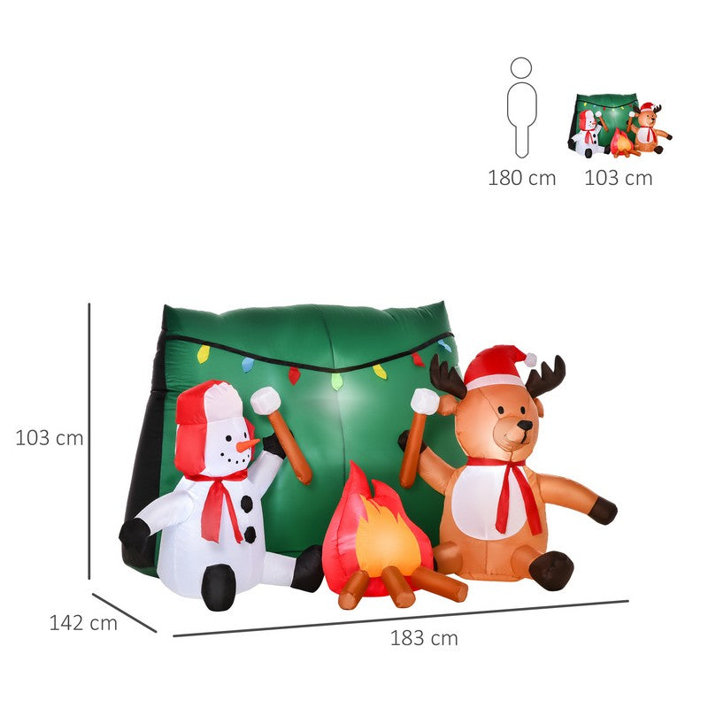 3.5 Foot Christmas Inflatable Snowman with Deer Outdoor Home Garden Decoration