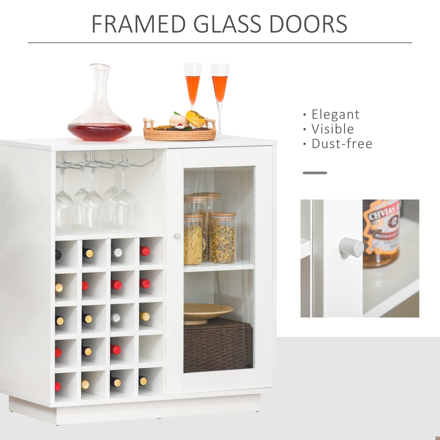 Modern Sideboard Wine Cabinet Cupboard with Glass Door