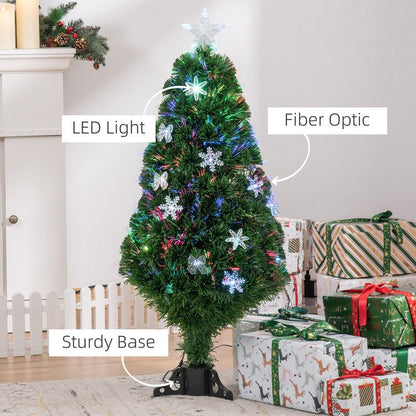 4 Foot Prelit Artificial Christmas Tree Fiber Optic LED Light Holiday Home Xmas Decoration Tree with Foldable Feet