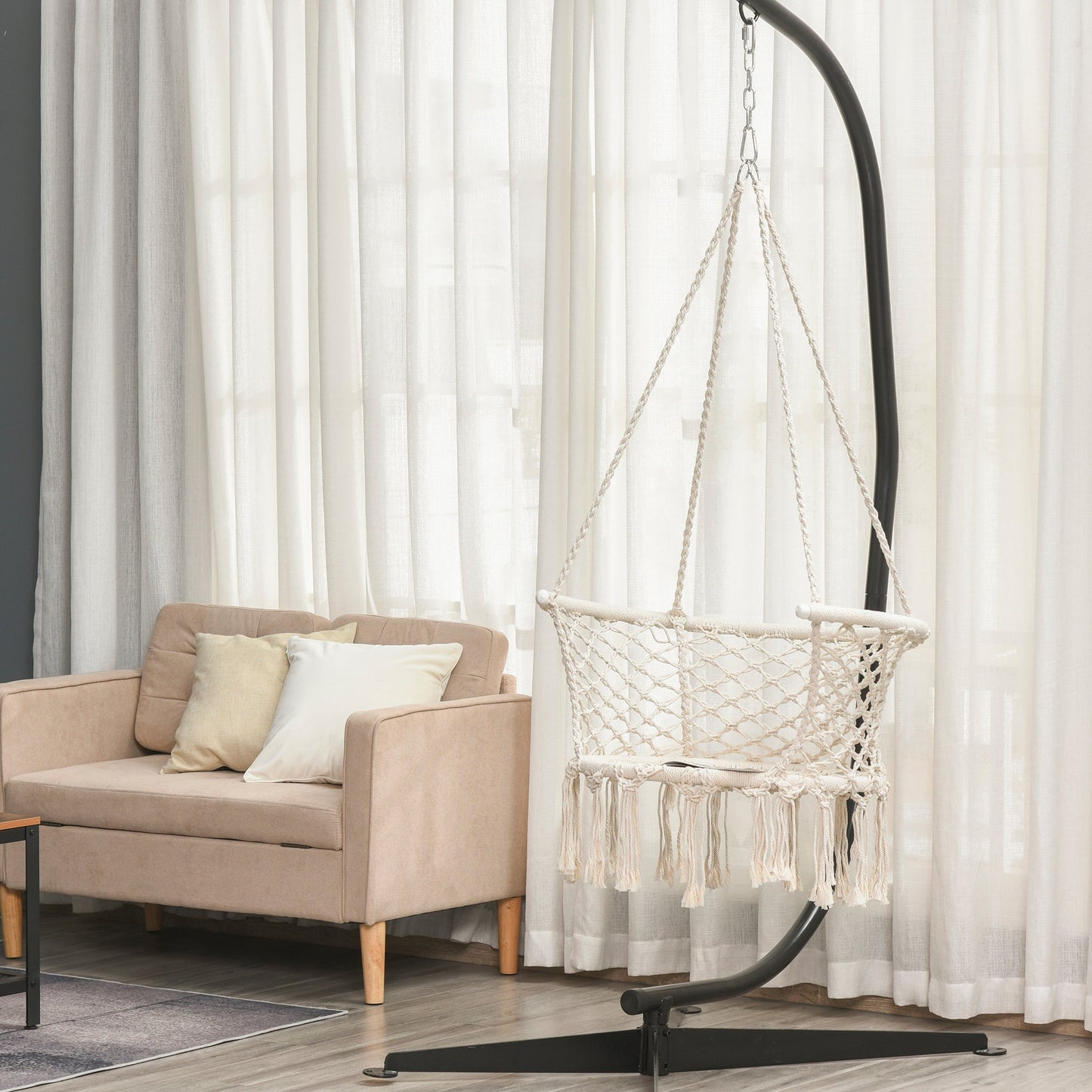 Outdoor Hanging Rope Chair with Cotton Rope