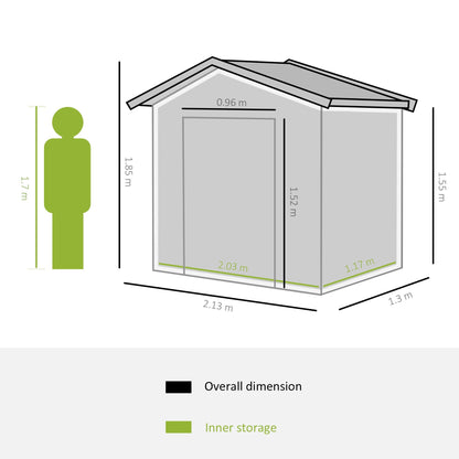 Galvanised 7 x 4' Double Door Reverse Apex Garden Shed Lockable With Ventilation Steel Grey by Steadfast