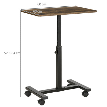 52-84cm Adjustable Mobile Over-Surface Table - Brown