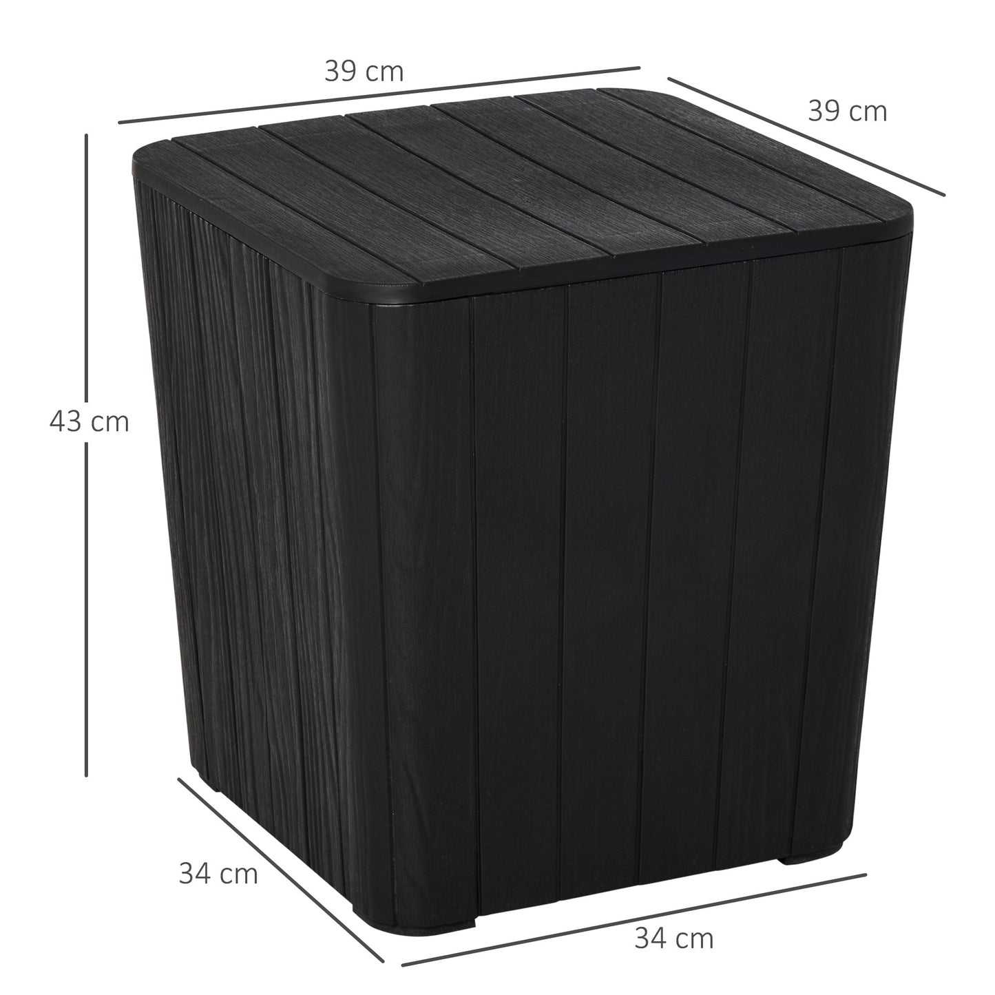 Wood Effect Coffee Table Square Storage Box Garden Furniture Bucket Patio Black