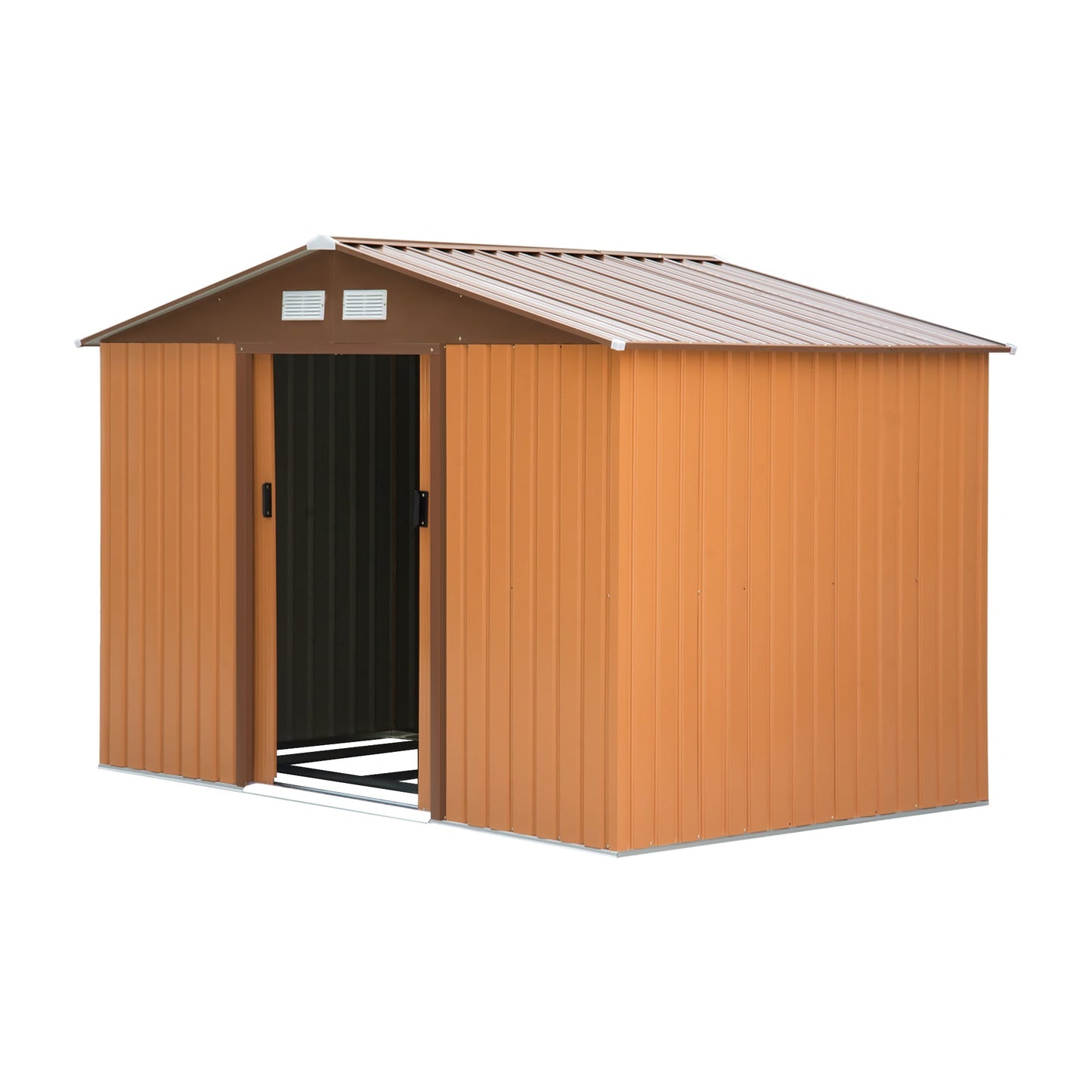 Galvanised 9 x 6' Sliding Double Door Apex Garden Shed With Ventilation Steel Light Brown by Steadfast