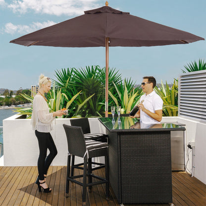 2.5 m Wooden Parasol Sun Shade-Coffee