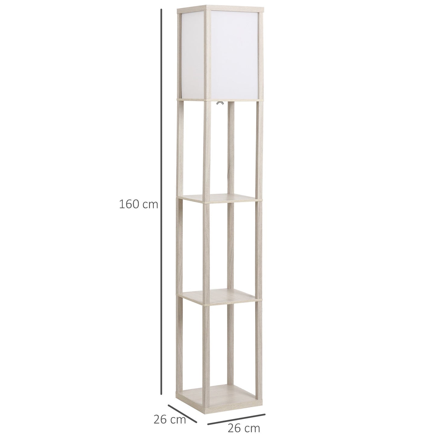 Medium-density fibreboard 3-Tier Shelves Floor Lamp Oak/White