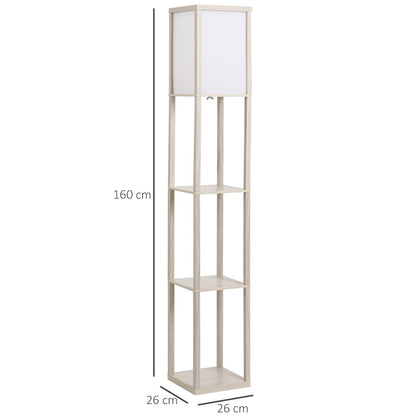 Medium-density fibreboard 3-Tier Shelves Floor Lamp Oak/White