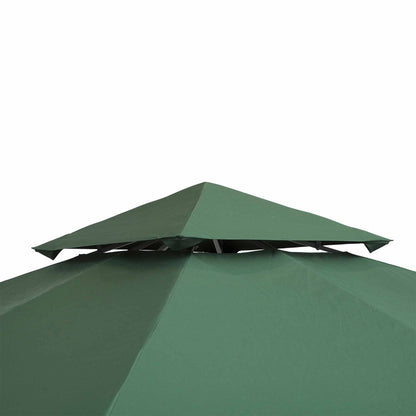 3M Gazebo Top Cover Double Tier Canopy Replacement Pavilion Roof Dark Green