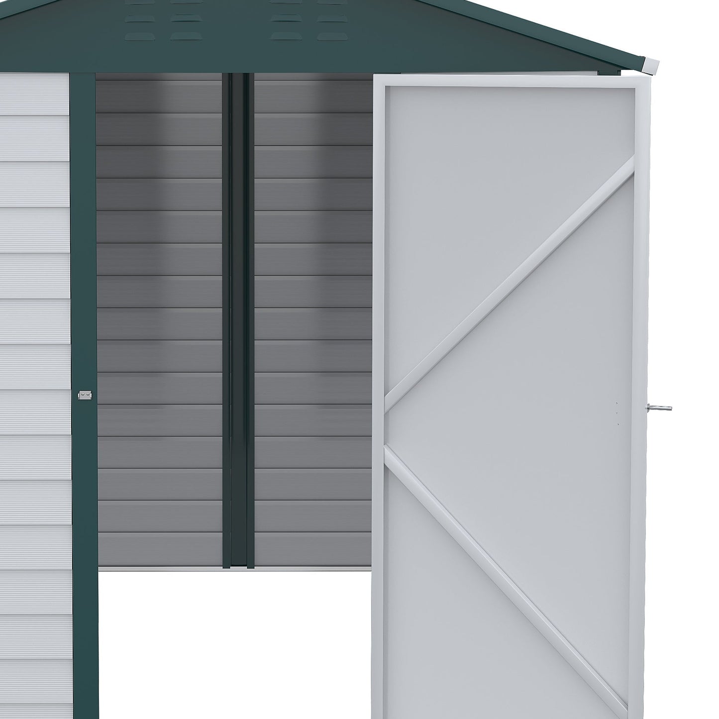 Galvanised 8.8 x 6.3' Single Door Apex Garden Shed Lockable with Window Steel Light Grey by Steadfast