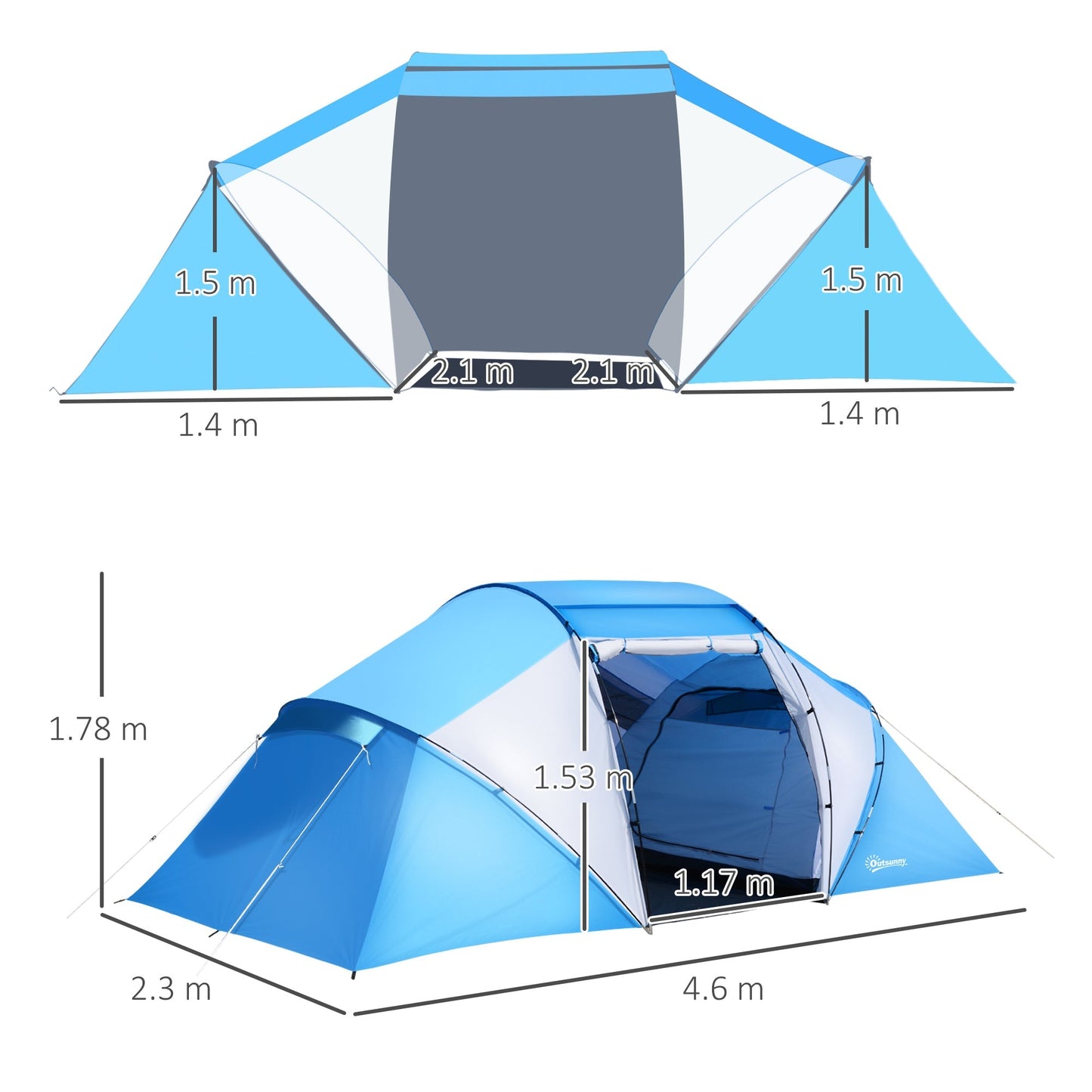 4-6 Man Camping Tent w/ Two Bedroom