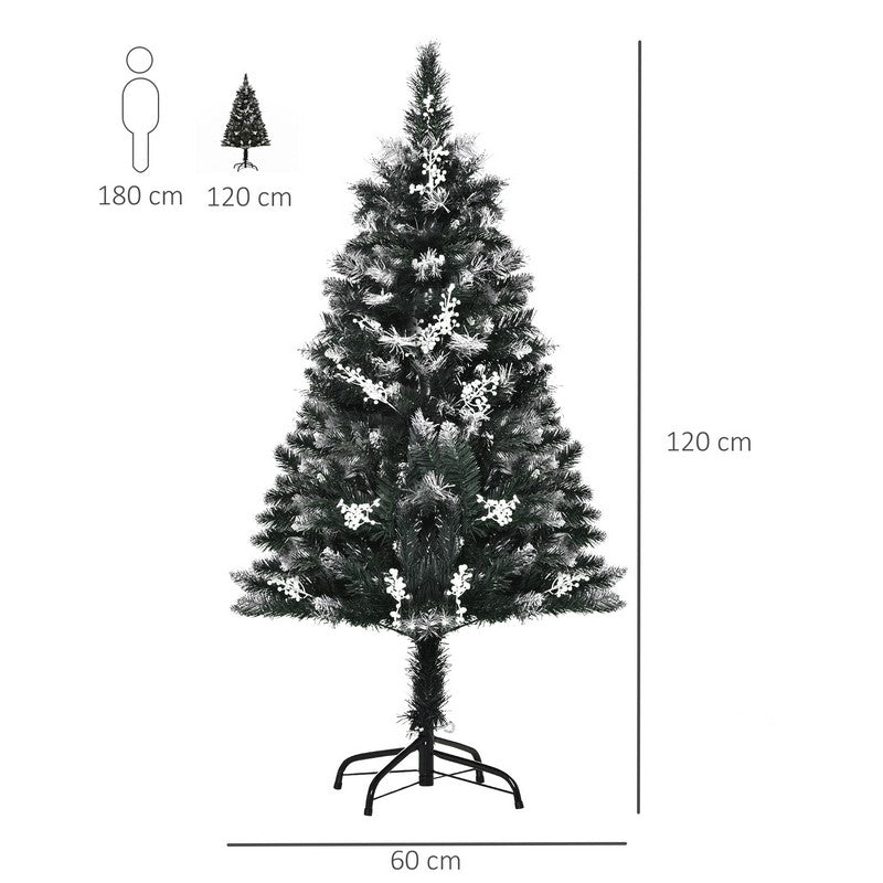 Homcom 4 Foot Artificial Snow Dipped Christmas Tree Xmas Pencil Tree Holiday Home Indoor Decoration with Foldable Feet Dark Green