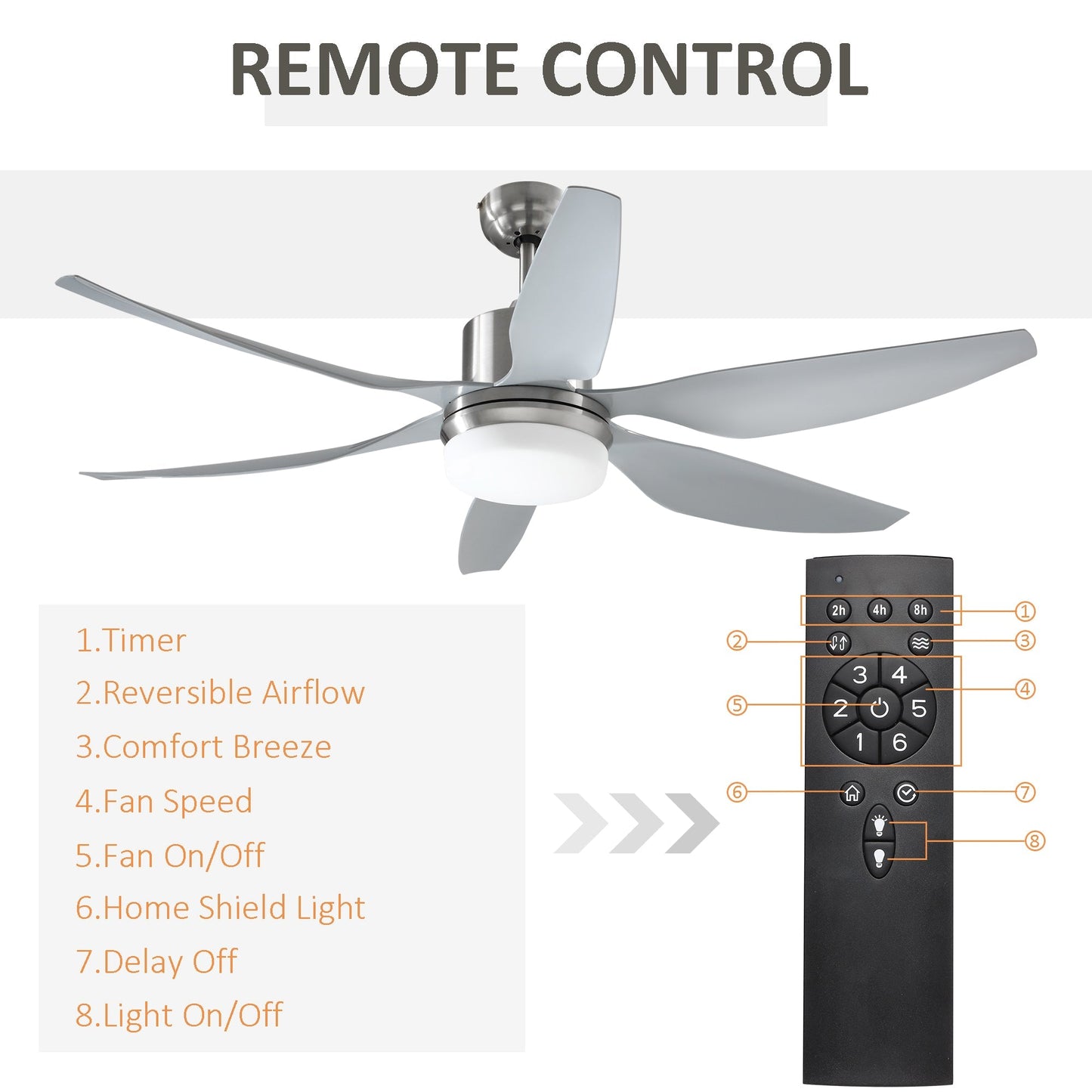 Reversible Ceiling Fan with Light