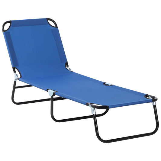 Portable Folding Sun Lounger With 5-Position Adjustable Backrest Relaxer Recliner with Lightweight Frame Great for Pool or Sun Bathing Blue