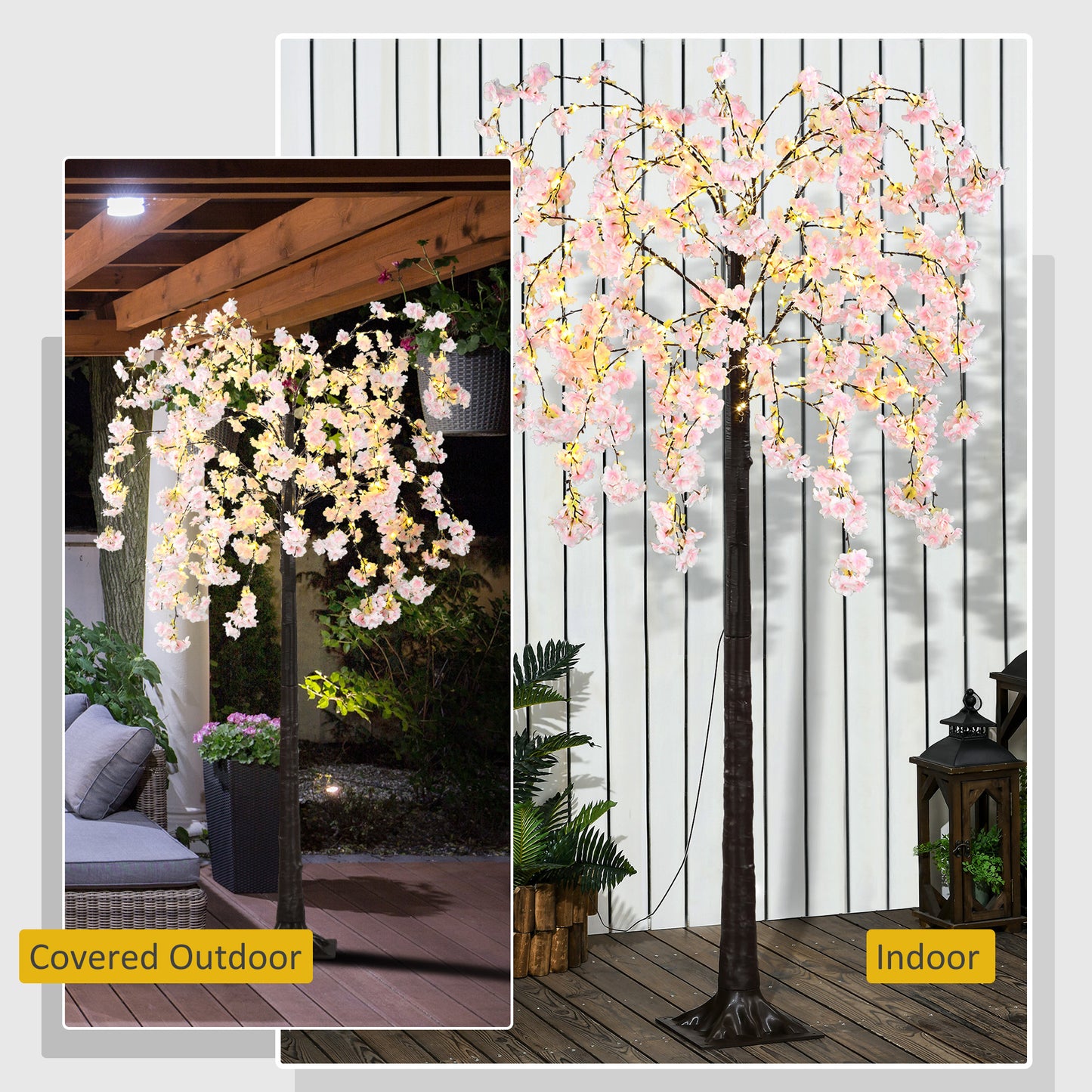 6ft Blossom Tree Christmas Tree Artificial - Pink with LED Lights Warm White 10 Tips