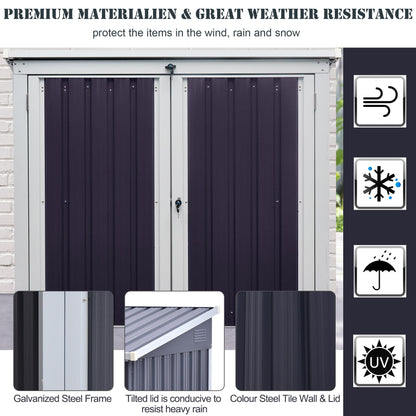 Corrugated 3.2 x 5.1' Double Door Pent Garden Store Steel Black by Steadfast