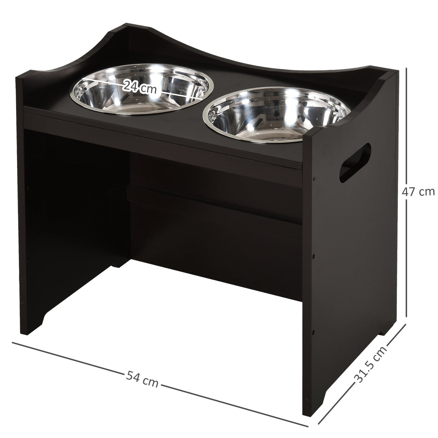 PawHut Medium-density fibreboard Elevated Duo Pet Bowl Feeder Brown